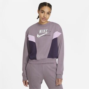 NIKE Sportswear Heritage Crew Color Block Crop Sweatshirt Medium